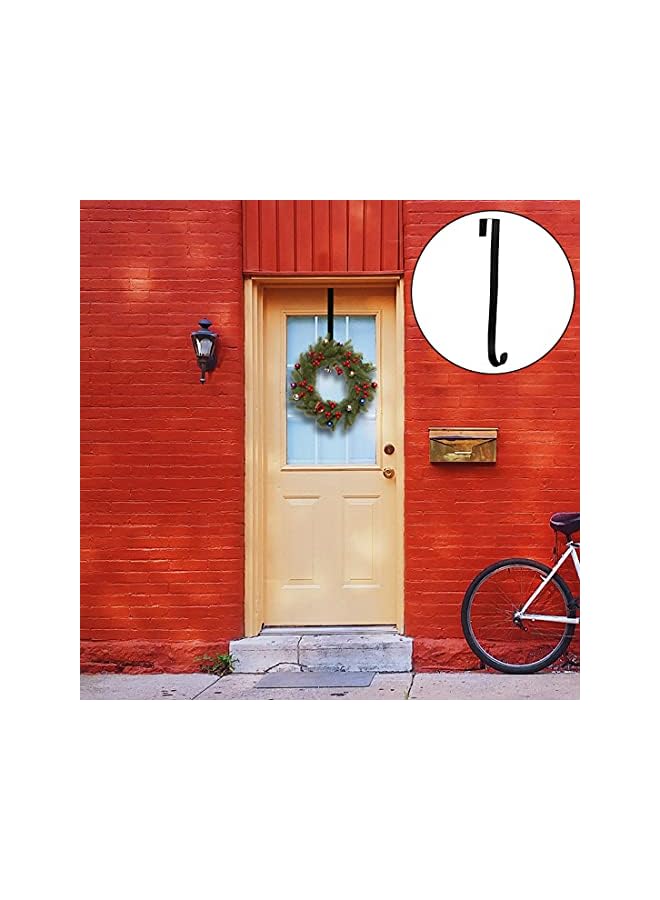 PROMASS promass 1 Pack Front Door Wreath Hanger Hook,15" Metal Over The Door Hook for Christmas and Party Decoration, Hanging Clothing,Wreaths ect(Black)  - Image 4