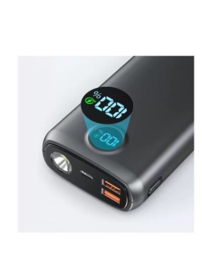 shahin mahmul bisaeat 20000 milali 'ambir, yadeam alshahn alsarie PD biquat 22.5 wat w QC 3.0, muzawad bimisbah yadawiin mudmaj satiea, washashat LED, wamunafidhi USB wamanafadh Type-C - 'aswad - Image 5