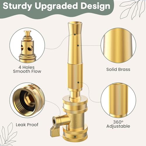 Twinkle Star HeavyDuty Brass Adjustable Twist Hose Nozzle High Pressure Hose Nozzle with OnOff Valve Leakproof Operation 34 GHT Connector 4 Pack - Image 3