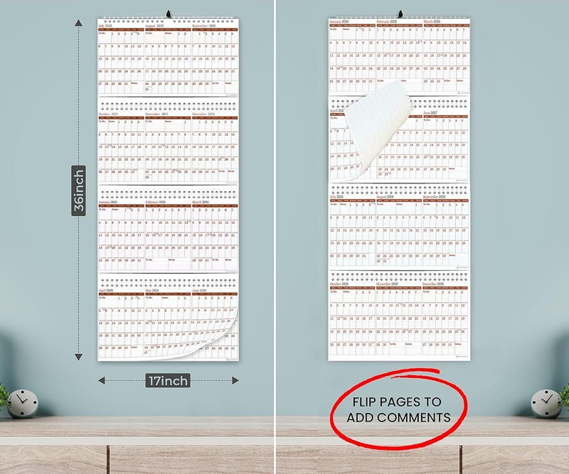 STRIVE ZEN 2025-2028 Yearly Wall Calendar by STRIVE ZEN, Quarterly Planner, Move a Page, Julian Date, July 2025 to December 2028, Thick Paper, Vertical, Rolling 12 months, 36" x 17", 3 Full Years, 42 Months - Image 3