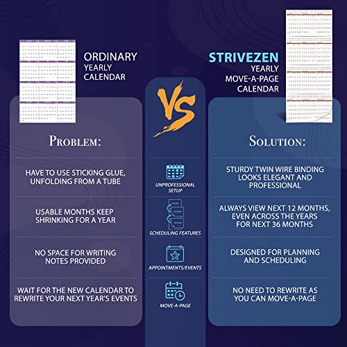 STRIVE ZEN 2025-2028 Yearly Wall Calendar by STRIVE ZEN, Quarterly Planner, Move a Page, Julian Date, July 2025 to December 2028, Thick Paper, Vertical, Rolling 12 months, 36" x 17", 3 Full Years, 42 Months - Image 4