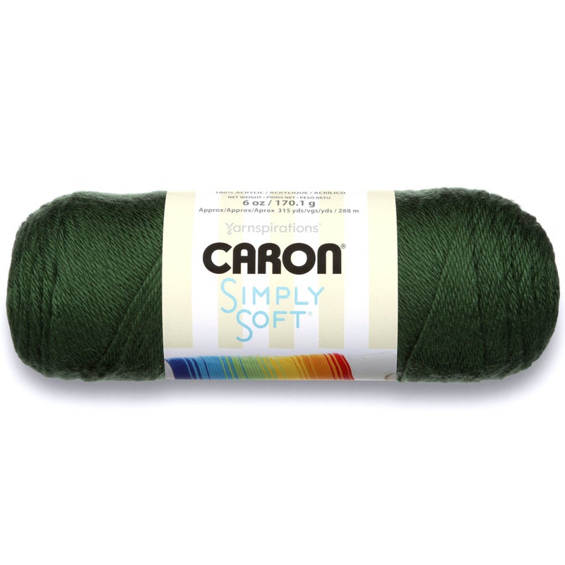 Caron Simply Soft Solids Yarn (4) Medium Gauge 100% Acrylic - 6 oz - Dark Sage - Machine Wash & Dry - Image 1