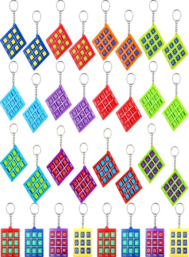 Conagel 32 Pack Tic Tac Toe Keychain Mini Tic-Tac-Toe keyholders Tic-Tac-Toe Games Keyrings for Backpack Clip Goodie Bags Fillers Birthday Party Favors - Image 1