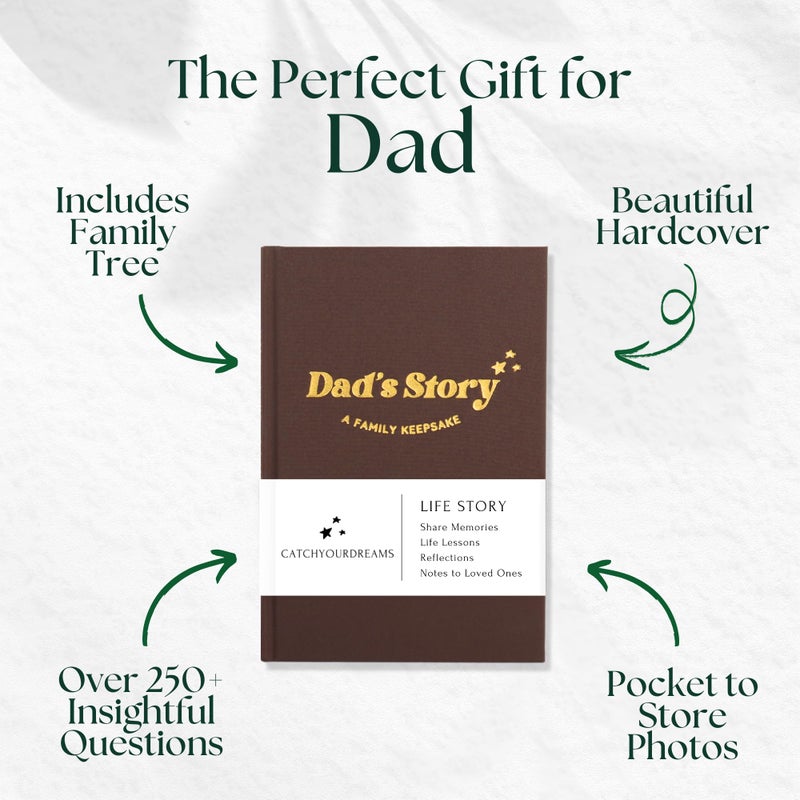 CATCHYOURDREAMS Dad's Story Journal (Hardcover with Case): A Meaningful Keepsake for a Father to Share His Life Journey and Memories, Includes 250+ Prompt Questions, Sentimental Gifts Idea - Image 2