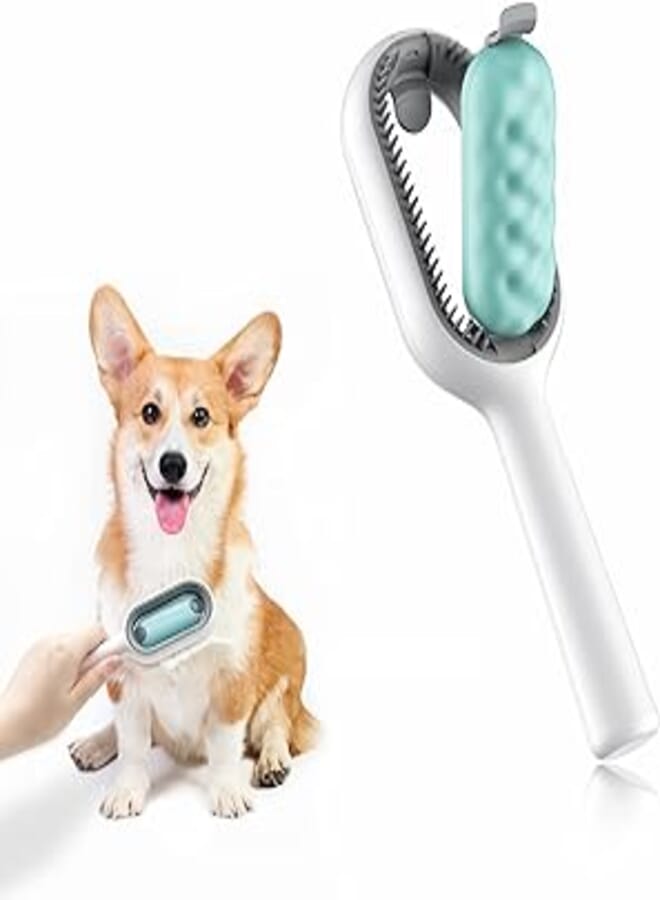 Petgravity Clean Fur Removal Comb for Grooming Short Haired Cats Rabbits Ultra Soft Silicone Washable Pet Brush for Pet Massage Blue