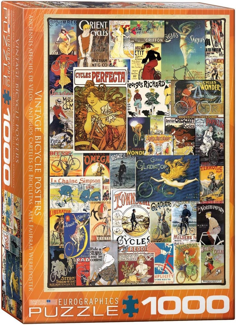 EuroGraphics Bicycles Vintage Ads Jigsaw Puzzle 1000 Piece Model60000756  Red - Image 1