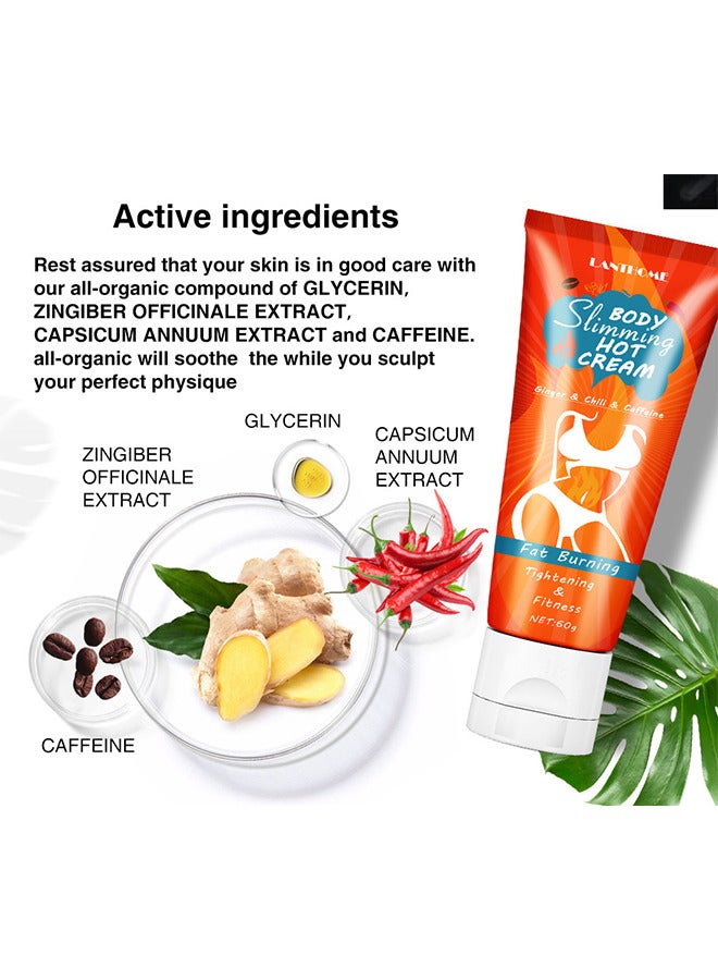 Lanthome Body Slimming Hot Cream, Cellulite Slimming And Firming Cream, Abdominal Fat Burner, Deep Tissue Massage And Muscle Relaxant For Shaping Waist, Abdomen And Buttocks 60G - Image 2