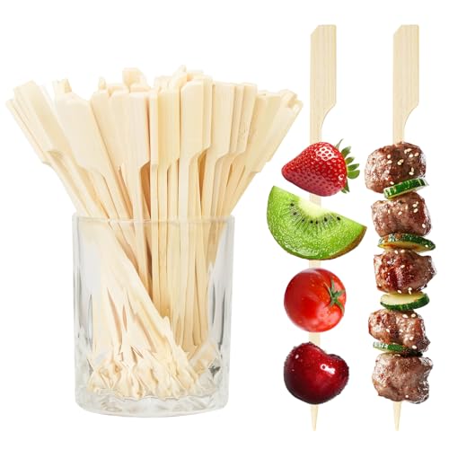 HOPELF 100PCS Cocktail Picks, Fancy Toothpicks for Appetizers, Decorative Skewers for Appetizers Drinks Party Fruit,4.7 Inch Long Wooden Bamboo Paddle Food Sticks Charcuterie Boards Accessories - Image 1