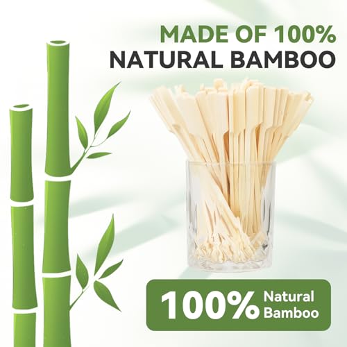 HOPELF 100PCS Cocktail Picks, Fancy Toothpicks for Appetizers, Decorative Skewers for Appetizers Drinks Party Fruit,4.7 Inch Long Wooden Bamboo Paddle Food Sticks Charcuterie Boards Accessories - Image 2