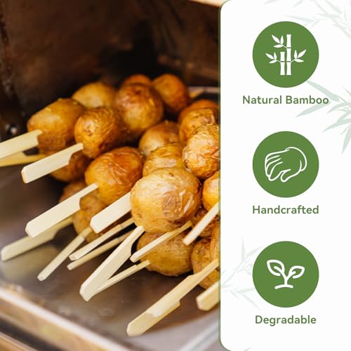 HOPELF 100PCS Cocktail Picks, Fancy Toothpicks for Appetizers, Decorative Skewers for Appetizers Drinks Party Fruit,4.7 Inch Long Wooden Bamboo Paddle Food Sticks Charcuterie Boards Accessories - Image 3