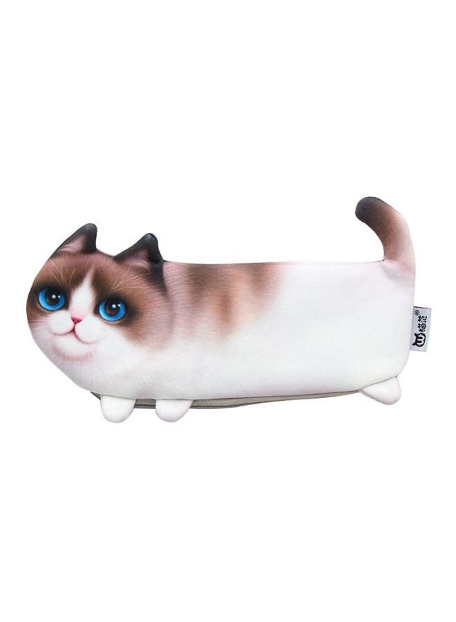 Halamodo White Brown Blue Cat Shape Pencil Holder - Image 1