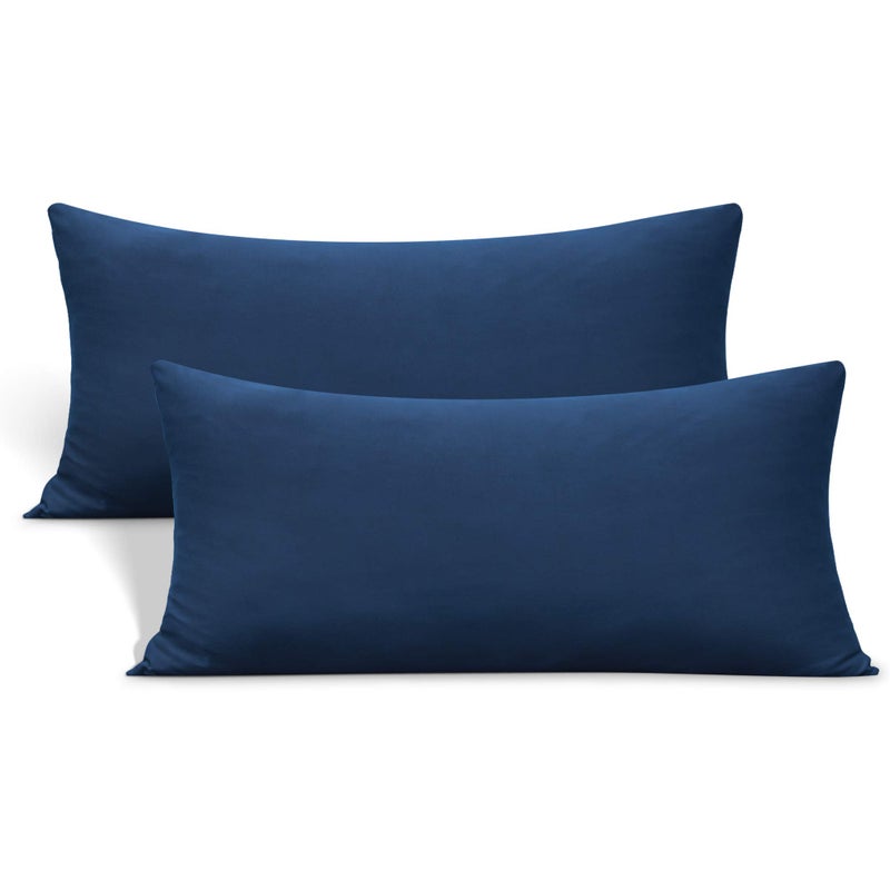 N&Y HOME 2-Pack Stretch Pillow Cases - Jersey Knit & Ultra Soft Envelope Closure Pillowcases T-Shirt Like Microfiber Blend - Suitable for 20x36/20x40 King Size Set of 2  Navy - Image 1