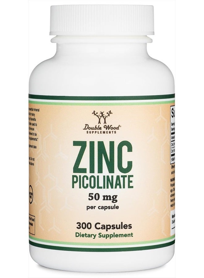 Double Wood Supplements زنك بيكولينات 50 ملغ، 300 كبسولة (دعم المناعة) خالي من الكائنات المعدلة وراثيًا، خالي من الغلوتين (إمداد لمدة 300 يوم) من دابل وود سوبليمنتس - Image 3