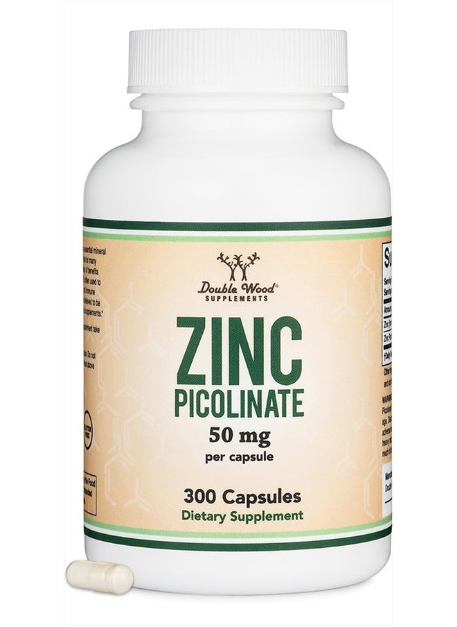 Double Wood Supplements - Zinc Picolinate 50mg, 300 Capsules (Immune Support) Non-GMO, Gluten Free (300 Day Supply) by Double Wood Supplements - Image 1