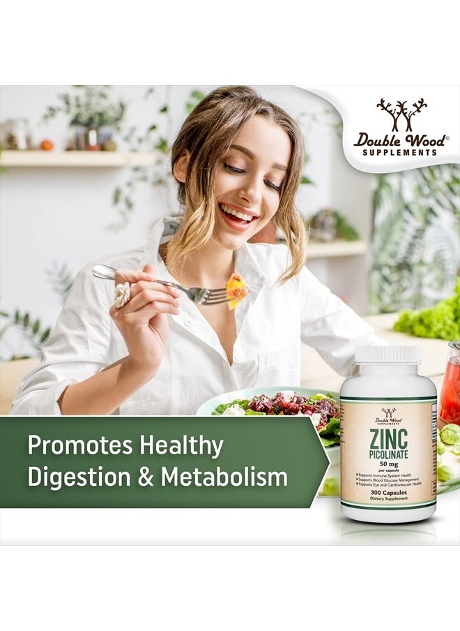Double Wood Supplements - Zinc Picolinate 50mg, 300 Capsules (Immune Support) Non-GMO, Gluten Free (300 Day Supply) by Double Wood Supplements - Image 1