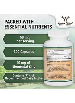 Double Wood Supplements Zinc Picolinate 50mg, 300 Capsules (Immune Support) Non-GMO, Gluten Free (300 Day Supply) by Double Wood Supplements  - Image 3