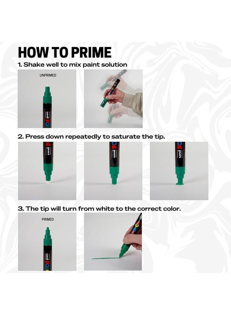 POSCA 5 Pieces - White Paint Marker Pens Set - PC-1M, PC-3M,PC-5M,PC-8K ,PC-17K  White Ink for Art, School, Rock Art, Fabric Paint, Fabric Markers - Image 2