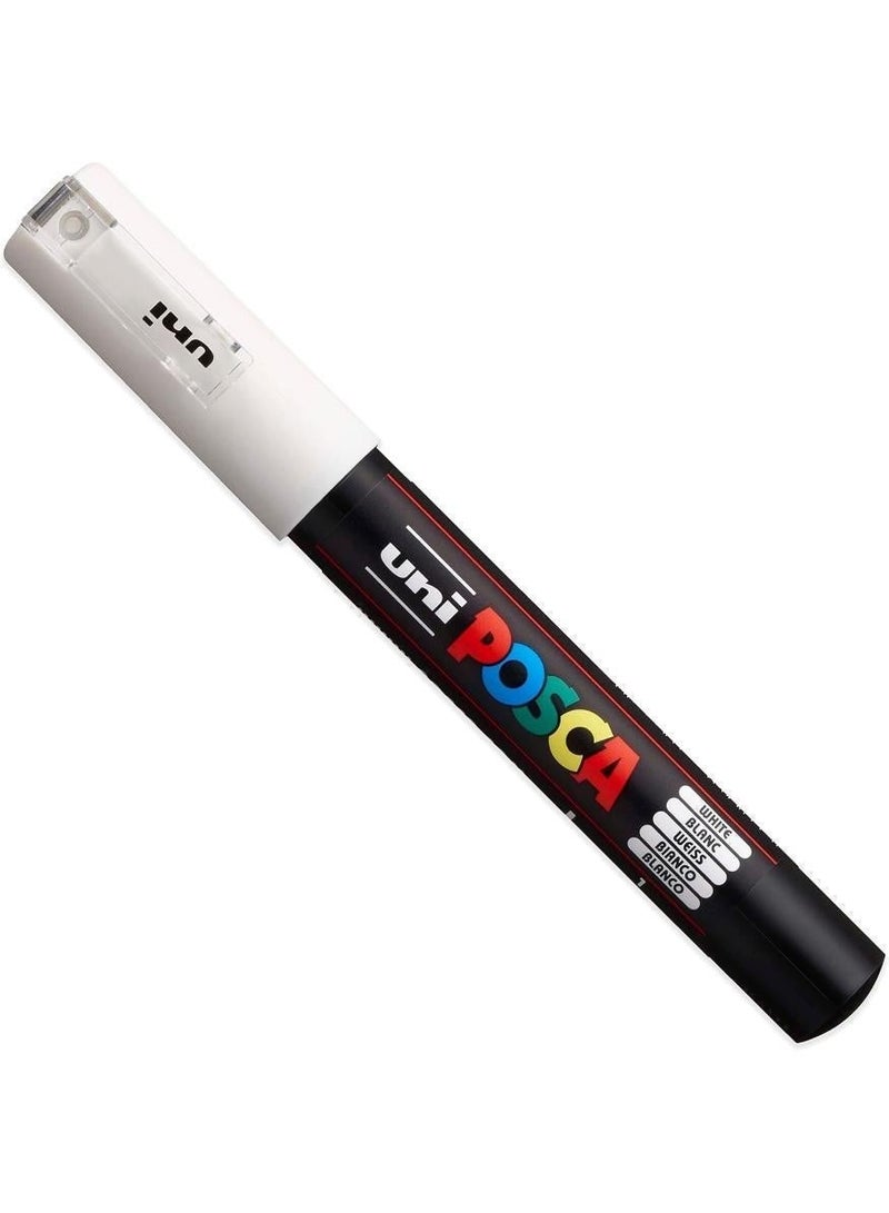 POSCA 5 Pieces - White Paint Marker Pens Set - PC-1M, PC-3M,PC-5M,PC-8K ,PC-17K  White Ink for Art, School, Rock Art, Fabric Paint, Fabric Markers - Image 5