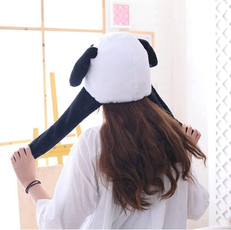 Kiditos Plush Panda Hat, Ear Moving Jumping, Funny LED Glowing Headwear Bunny Cap for Women Girls, Black/White - Image 5