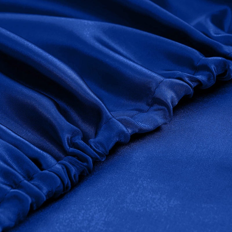 Homiest Royal Blue Satin Fitted Sheet Twin Size Fitted Bed Sheet  Deep Pocket Fitted Sheet Only  Luxury & Ultra Soft Bedding Fitted Sheet Single Bottom Bed Sheets Sold Separately - Image 5