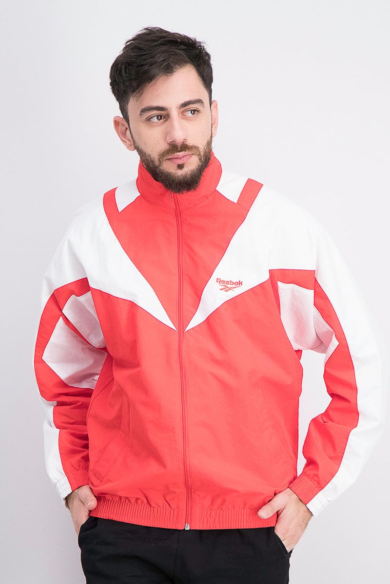 Reebok جاكيت رياضي كلاسيكي مزدوج للرجال، أحمر - Image 1