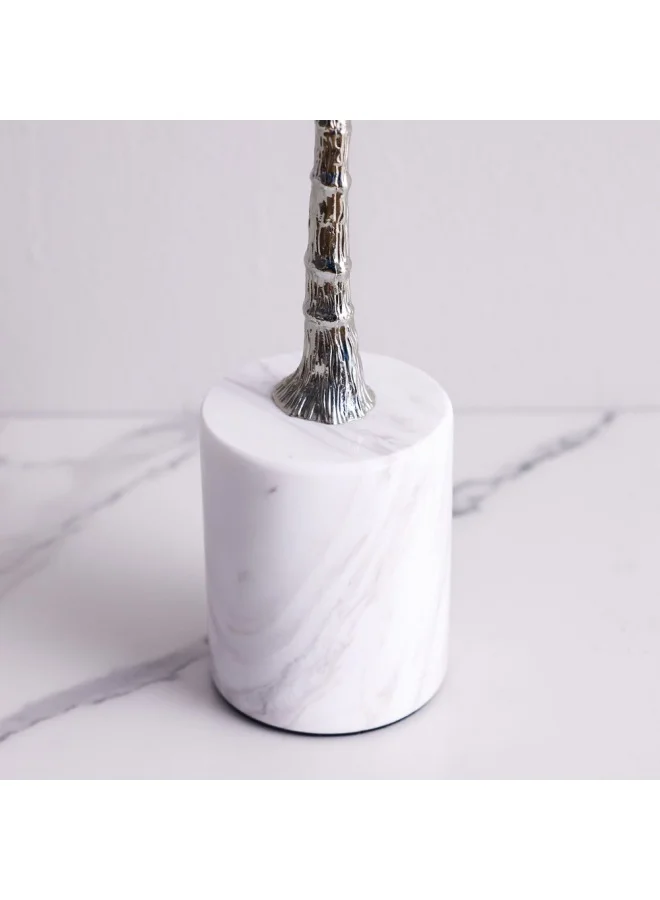 دانوب هوم Mirage Candle Holder With Marble Base Candle Stands  Home Wedding Table Birthday Party Holiday Decoration Taper Candle Holders Decorations Home DÃ©cor Silver 12.5X12.5X37.5Cm