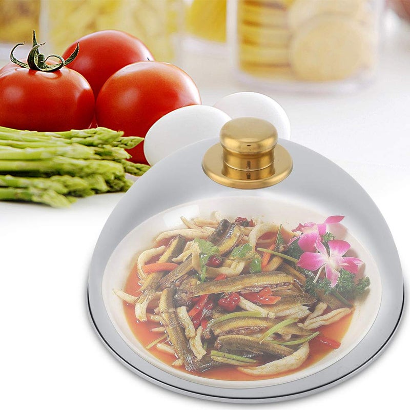 Stainless Steel 10 Inch Food Serving Platter With Lid Dome Cover And Heat Safe Handle - Image 5