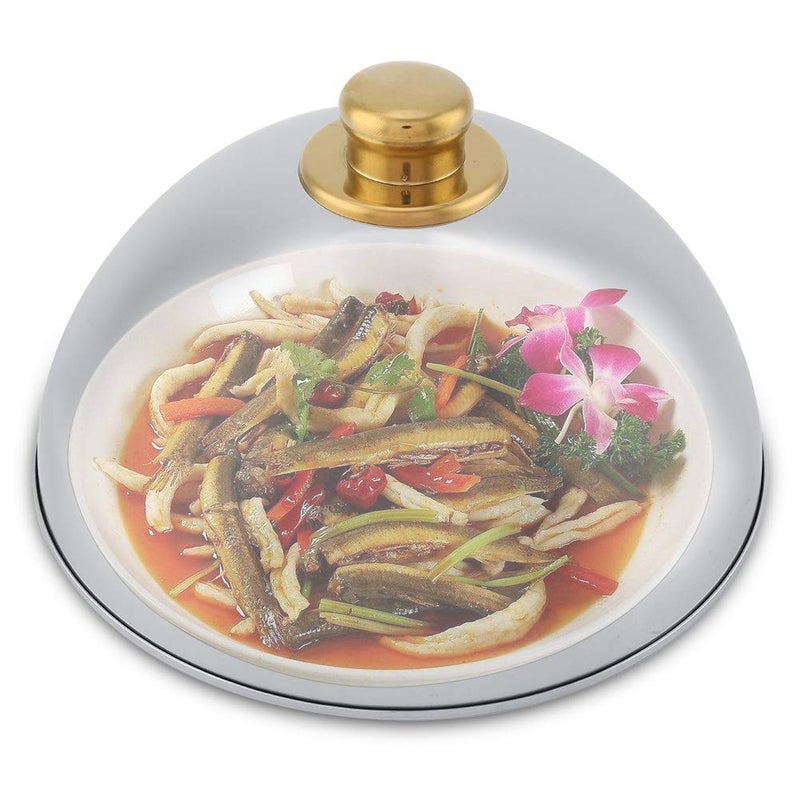 Stainless Steel 10 Inch Food Serving Platter With Lid Dome Cover And Heat Safe Handle - Image 3