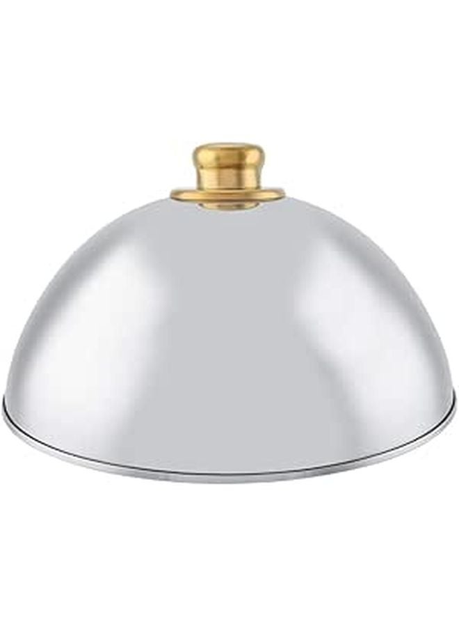 Stainless Steel 10 Inch Food Serving Platter With Lid Dome Cover And Heat Safe Handle - Image 1