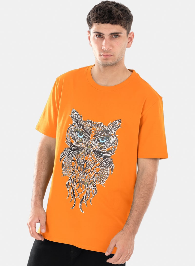 OWL T-shirt 'artistic Owl' Orange - Image 2