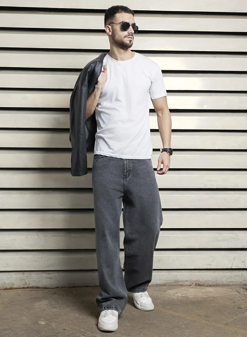 هاي ستار جينز رجالي أسود قطن % مبيض طويل فضفاض