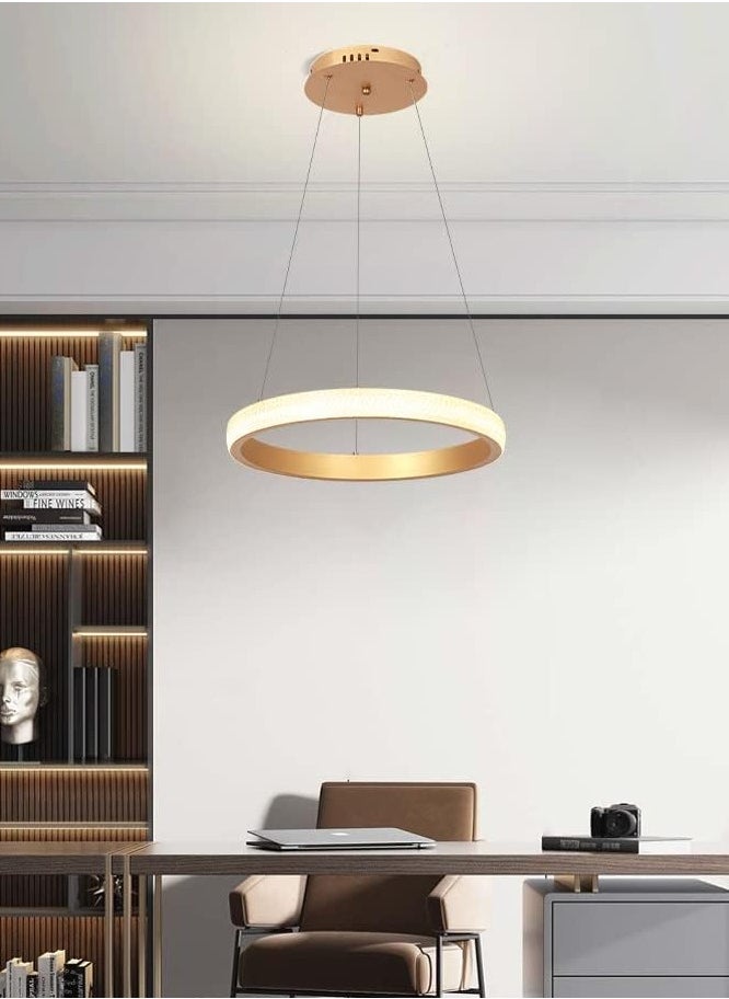 YATAI LIGHTING - Modern LED Chandeliers Dining Room,Remote Control Simplicity Gold Acrylic Ring Chandelier for Kichen Table,Study,Adjustable Color Temperature Chandelier Lamp (60CM) - Image 1