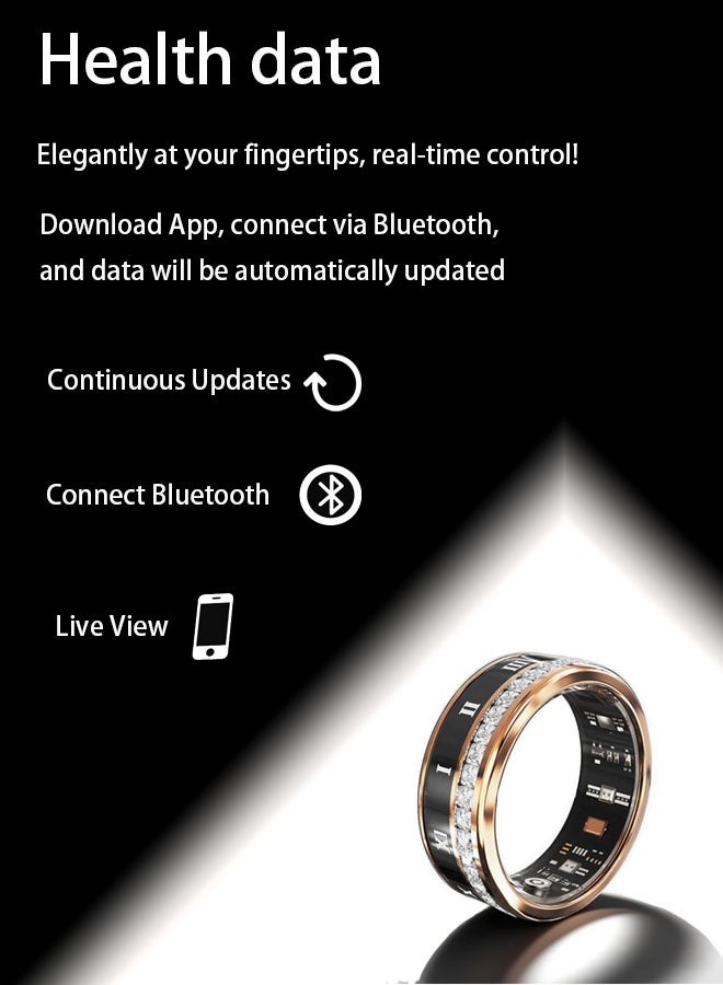 Smart Ring Sleep Tracker for Men Women，Health Rings with Blood Pressure, Heart Rate Tracking， Long Lasting Batteries Waterproof Fitness Tracker with iOS  Android(Gold ) - Image 4