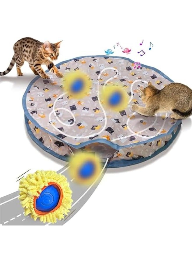 Beauenty Interactive Cat Toys for Indoor Cats, Sea Urchin Smart Bouncing Ball Fast Rolling with LED Light, Cat Ball Toys for Bored Indoor Cats, Cat Play Mat Toy. - Image 1