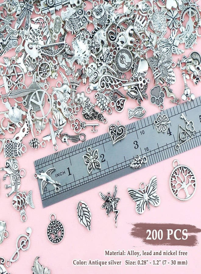 JIALEEY 200 PCS Wholesale Bulk Lots Jewelry Making Charms Mixed Smooth Tibetan Silver Metal Charms Pendants DIY for Necklace Bracelet Jewelry Making and Crafting - Image 3