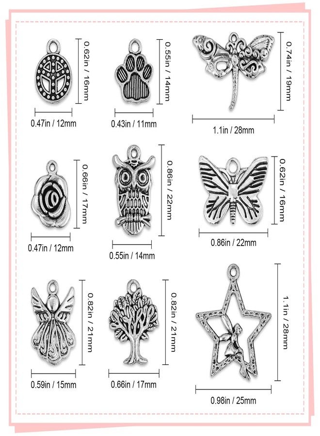 JIALEEY 200 PCS Wholesale Bulk Lots Jewelry Making Charms Mixed Smooth Tibetan Silver Metal Charms Pendants DIY for Necklace Bracelet Jewelry Making and Crafting - Image 2