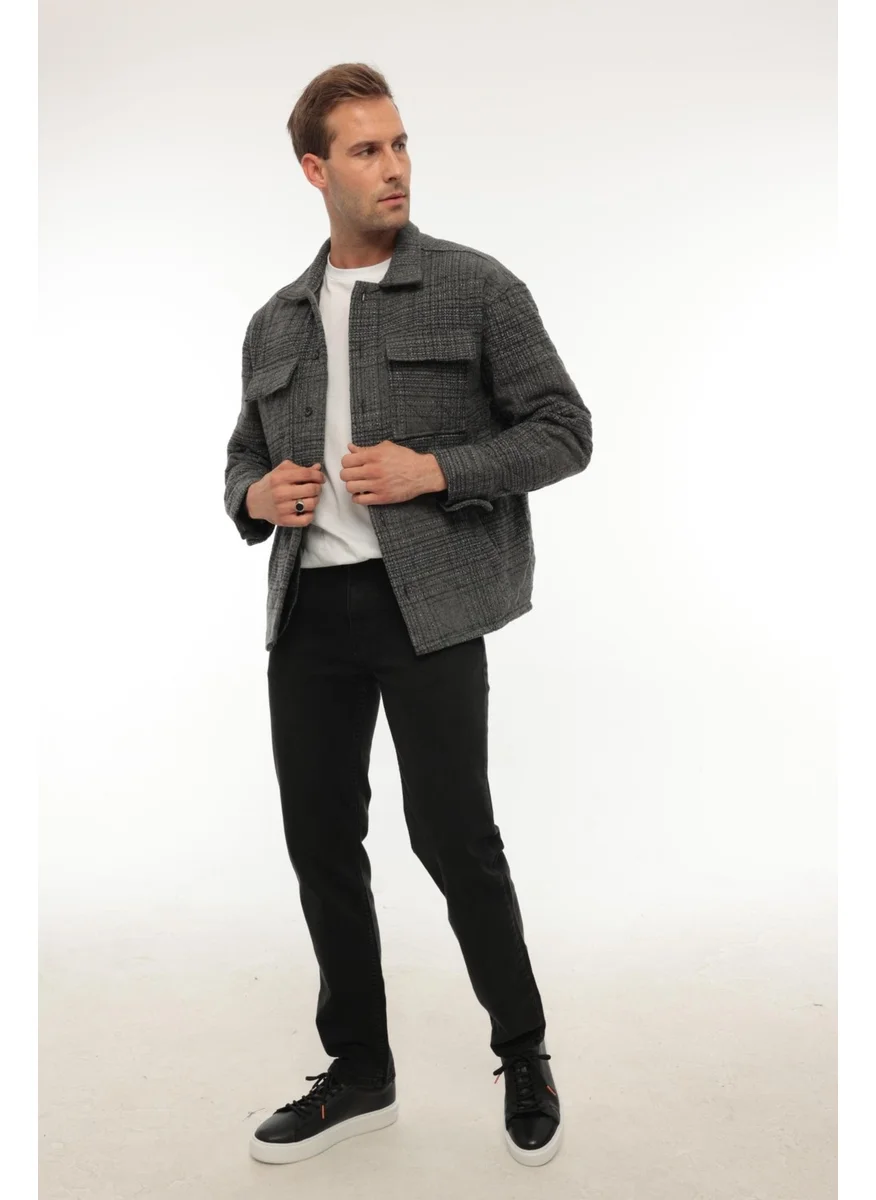 Miron Smoke Striped Quilted Detail Regular Fit JACKET-2455