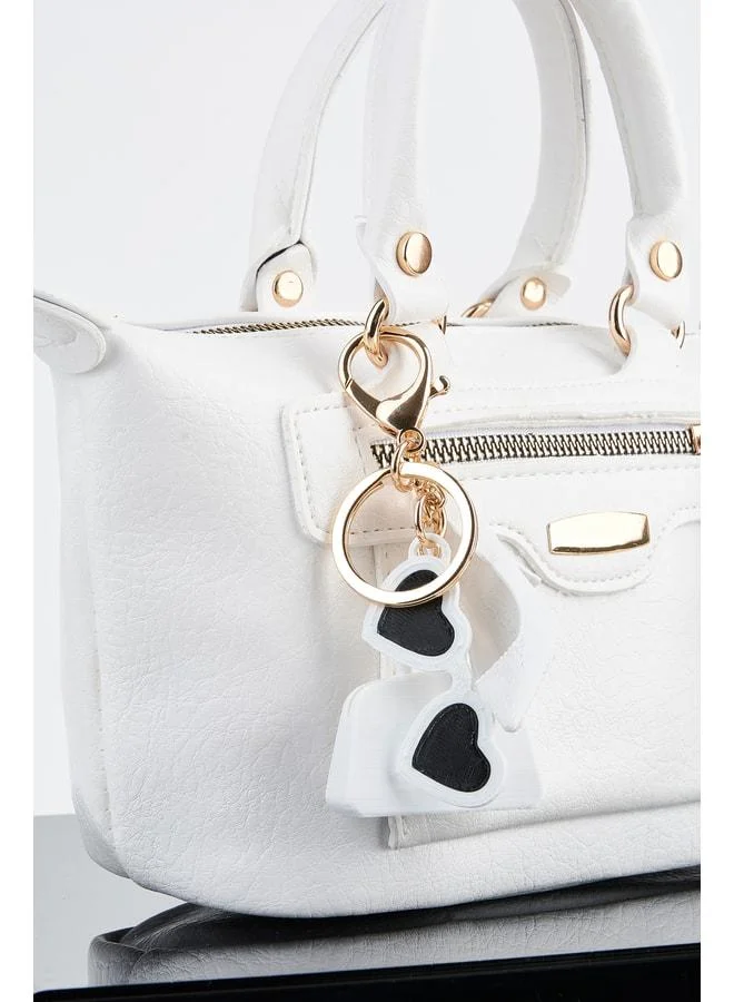 White Mini Figurine 3D Printed Charm Bag Accessory Keychain.
