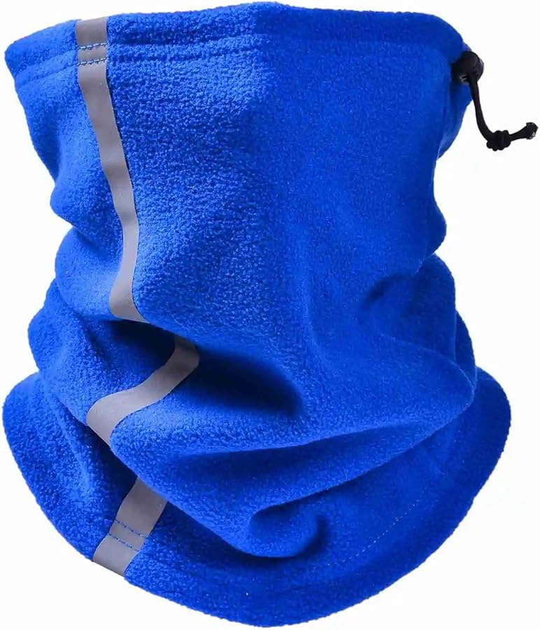 Blue Flower Winter Fleece Neck Warmer Reflective Windproof Ski Gaiter One Size - Image 1
