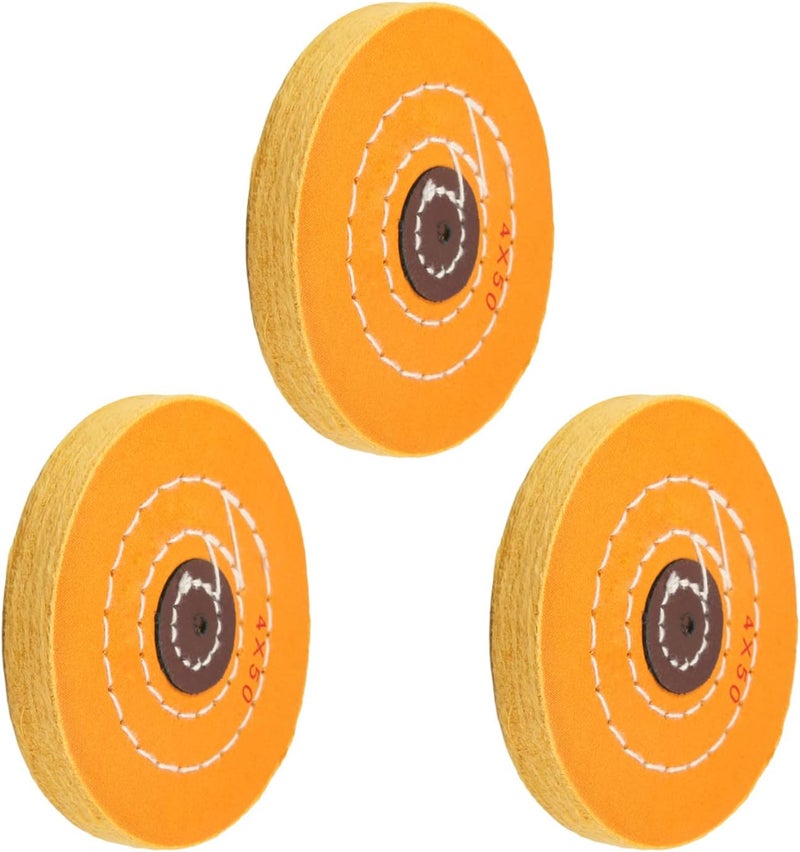 Utoolmart 4 Inch Cotton Buffing Wheel Polishing for Bench Grinder Tool 4 mm Arbor Hole 3 pcs - Image 1