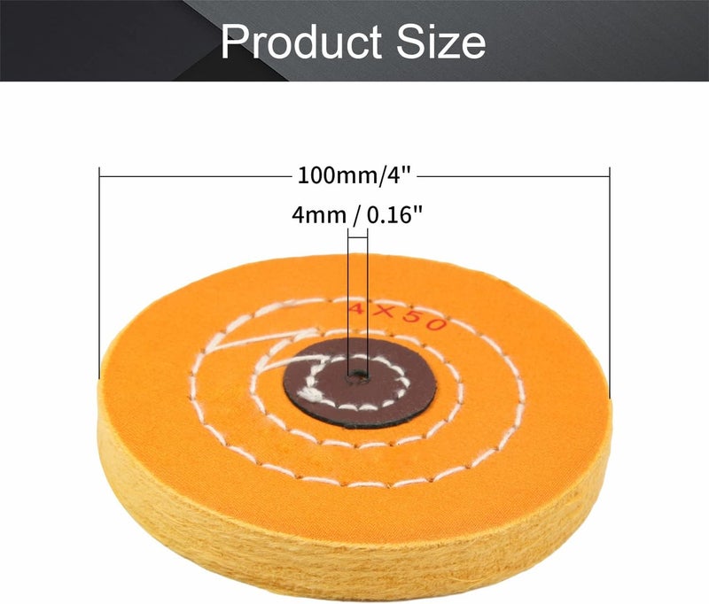 Utoolmart 4 Inch Cotton Buffing Wheel Polishing for Bench Grinder Tool 4 mm Arbor Hole 3 pcs - Image 2
