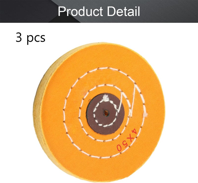 Utoolmart 4 Inch Cotton Buffing Wheel Polishing for Bench Grinder Tool 4 mm Arbor Hole 3 pcs - Image 4