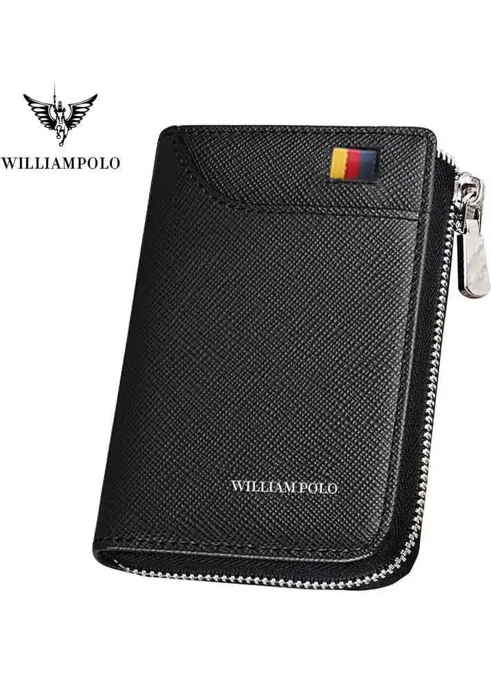 William Polo Luxury Leather Black Men's Wallet - Men's Wallet Card Holder