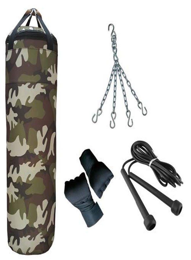 Byson Strong Army Green Boxing kit Set (36 inch Punching Bag, Hand Wrap, Skipping Rope) Heavy Bag