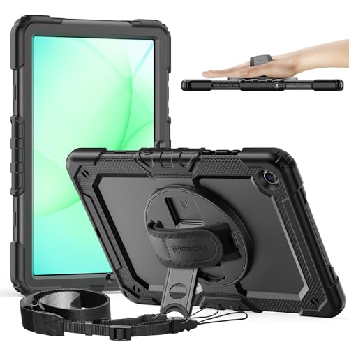 Timecity Case for Samsung Galaxy Tab A11+ Plus / A9+ Plus 11 Inch - Heavy Duty Protective Cover with Screen Protector, Rotating Stand, Shoulder Strap & Pencil Holder | Kids-Friendly (Black) - Image 1