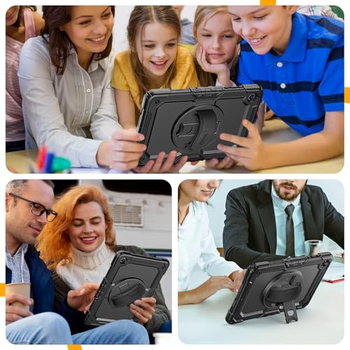 Timecity Case for Samsung Galaxy Tab A11+ Plus / A9+ Plus 11 Inch - Heavy Duty Protective Cover with Screen Protector, Rotating Stand, Shoulder Strap & Pencil Holder | Kids-Friendly (Black) - Image 5