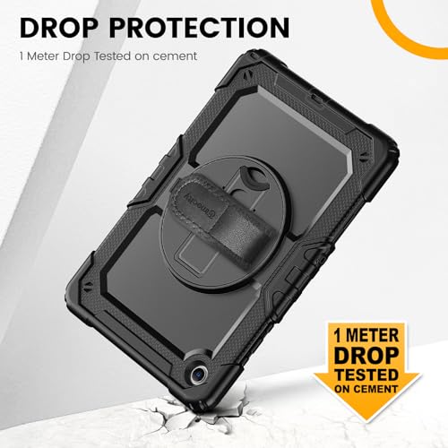 Timecity Case for Samsung Galaxy Tab A11+ Plus / A9+ Plus 11 Inch - Heavy Duty Protective Cover with Screen Protector, Rotating Stand, Shoulder Strap & Pencil Holder | Kids-Friendly (Black) - Image 3