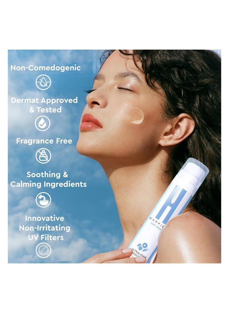 Happier Ultralight Sunscreen Gel SPF 50 PA++++ | 3-in-1 Sunscreen, Moisturizer and Serum | Sunscreen Gel For Men & Women | Lightweight, Non-Greasy, Fast Absorbing, No White Cast Sunscreen | Non-Comedogenic Sunscreen Broad Spectrum PA++++ – 50ml - Image 3