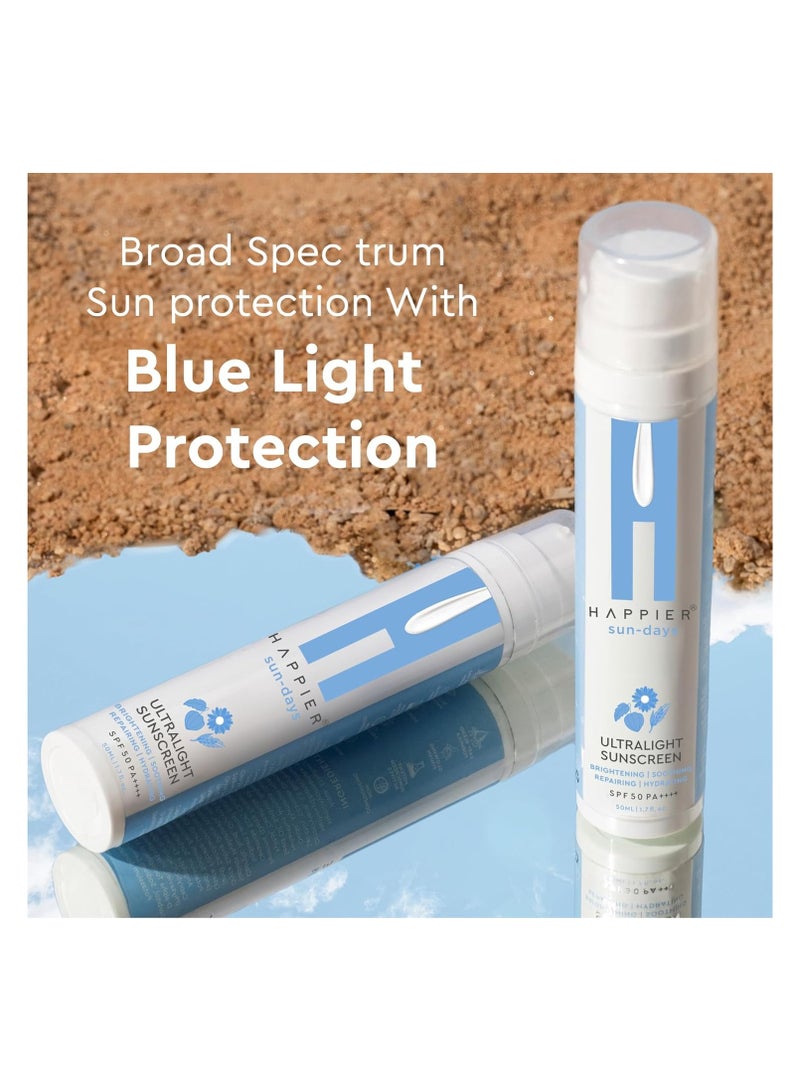 Happier Ultralight Sunscreen Gel SPF 50 PA++++ | 3-in-1 Sunscreen, Moisturizer and Serum | Sunscreen Gel For Men & Women | Lightweight, Non-Greasy, Fast Absorbing, No White Cast Sunscreen | Non-Comedogenic Sunscreen Broad Spectrum PA++++ – 50ml - Image 5
