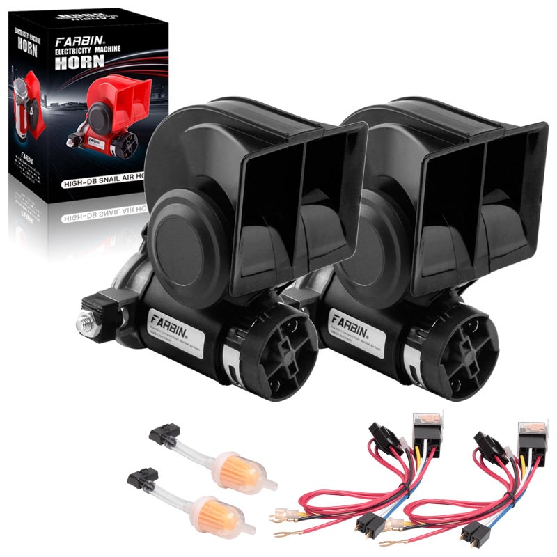 FARBIN Air Horn for TruckCompact Electric Train HornCar Horn 12V 150db Super Loud with Wiring Harnessfor Any 12V Vehicles 2PCS